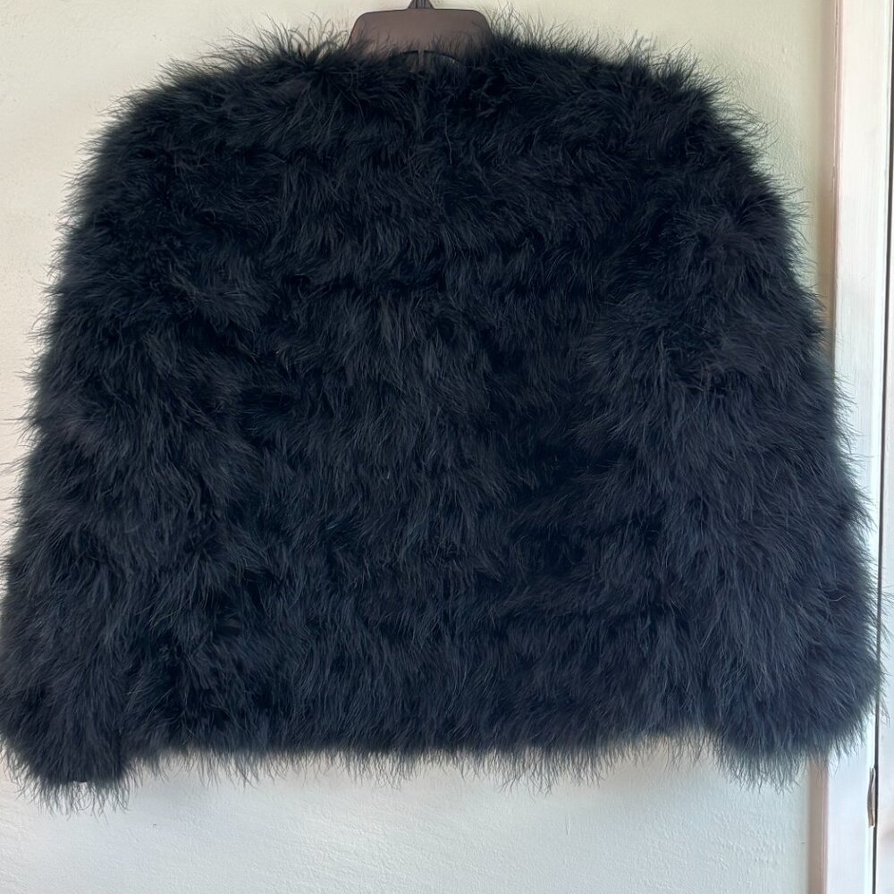 Rebecca Minkoff Black Feather Cropped Jacket Size L Statement Coat Downtown Girl - Picture 9 of 9